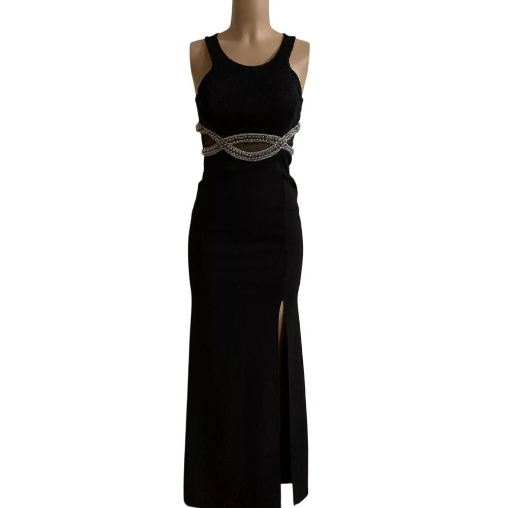 Women's blue halter Lace Top maxi Bodycon dress Size (M) Sleeveless